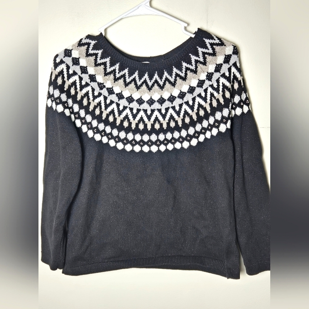 Women's J. Jill Fair Isle Pullover Crewneck Sweater, Size Medium
